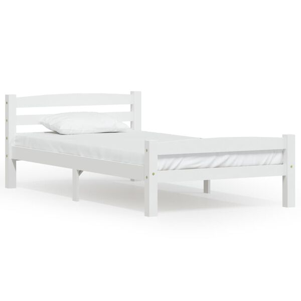 vidaXL Bedframe massief grenenhout wit 100x200 cm