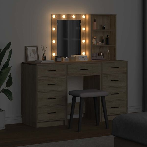 vidaXL Plafondtafel met lade 3 pcs Bruin 40 x 41 x 135 cm Bewerkt hout