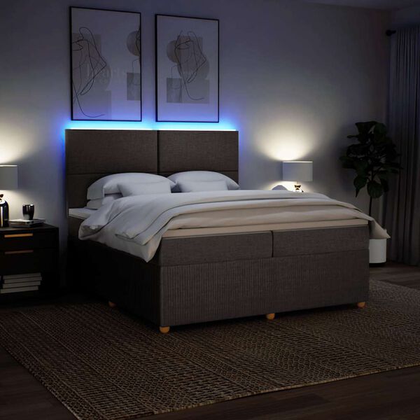 vidaXL Boxspring met matras stof taupe 200x200 cm