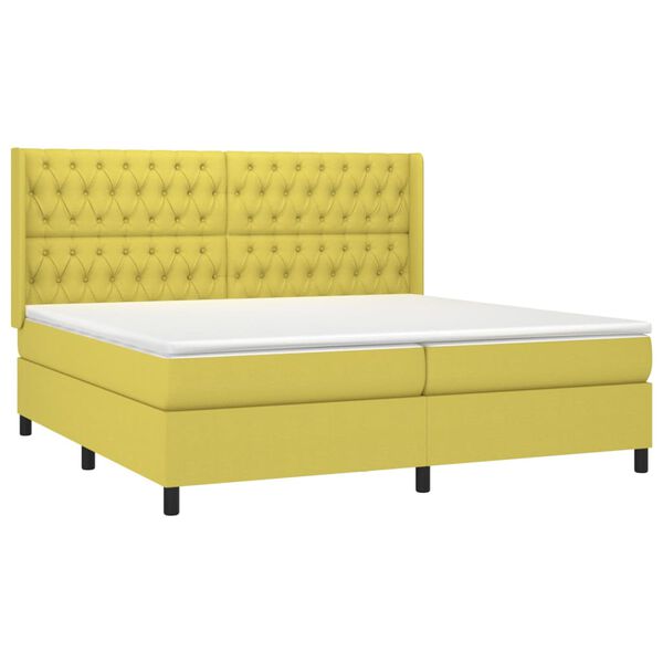 vidaXL Boxspring met matras en LED stof groen 200x200 cm