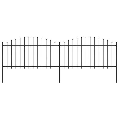 vidaXL Tuinhek met speren bovenkant (1,25-1,5)x3,4 m staal zwart