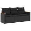 vidaXL 3-delige Loungeset met kussens poly rattan zwart