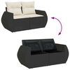 vidaXL 6-delige Loungeset met kussens poly rattan acacia zwart