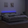 vidaXL Boxspring met matras en LED stof lichtgrijs 200x200 cm