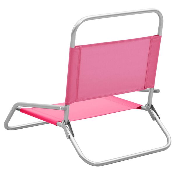vidaXL Strandstoelen 2 st inklapbaar stof roze