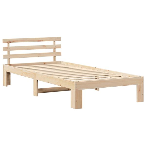 vidaXL Bedframe met hoofdeinde Naturel 90 x 190 cm Massief grenenhout