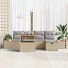 vidaXL Tuin Sofa Set met kussen met opslag 6 pcs Beige Poly riet