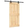 vidaXL Schuifdeur Naturel en Zwart 95 x 210 cm Massief Grenenhout