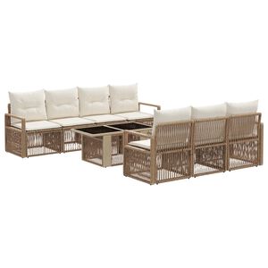 vidaXL Tuinbankenset 8 st Beige en Cr&egrave;me Wit poly rattan