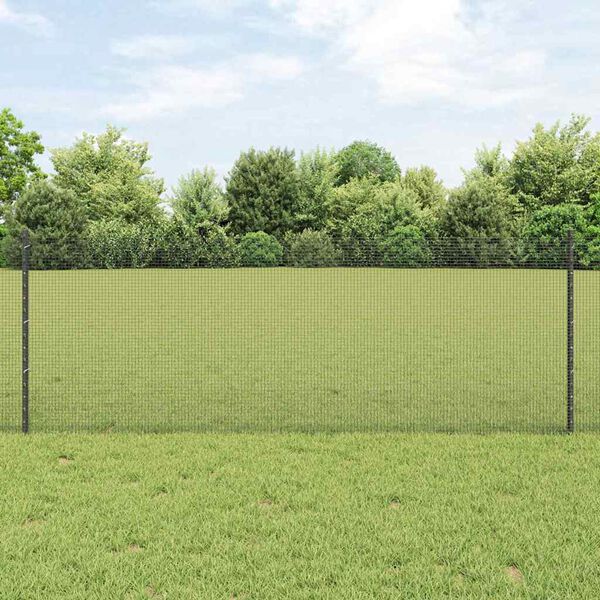 vidaXL Hek met Paal Grijs 0,8 x 10 m Staal en PVC