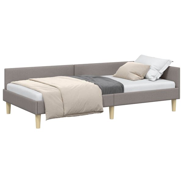 vidaXL Hoekbedframe met hoofdeinde Taupe 100 x 200 cm Stof