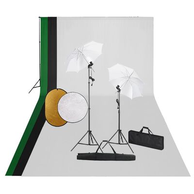 vidaXL Fotostudioset met lampen, achtergrond en reflector