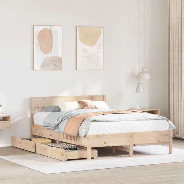 vidaXL Bedframe zonder matras massief grenenhout 135x190 cm