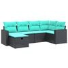 vidaXL 6-delige Loungeset met kussens poly rattan grijs