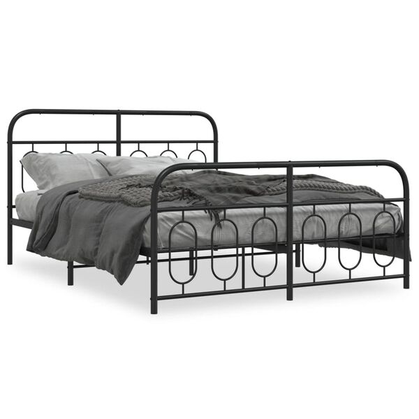 vidaXL Bedframe met hoofd- en voeteneinde metaal zwart 140x200 cm