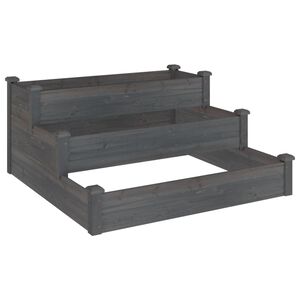 vidaXL Plantenbak verhoogd 120x120x56 cm massief vurenhout grijs
