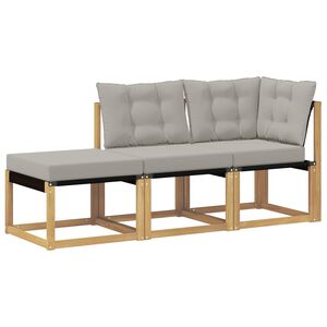 vidaXL 3 st Sectie Sofa Eenheden Massief acaciahout en Textilene Stof