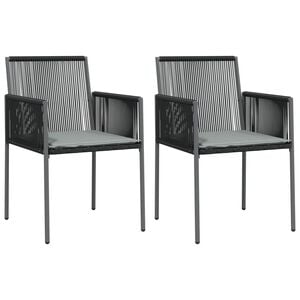 vidaXL Tuinstoelen 2 st met kussens 54x60,5x83,5 cm poly rattan zwart