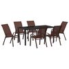 vidaXL Tuin eettafelset 7 pcs Bruin en zwart Poedercoating staal