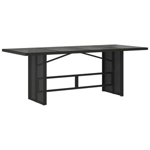 vidaXL Tuintafel met glazen blad 190x80x75 cm poly rattan zwart
