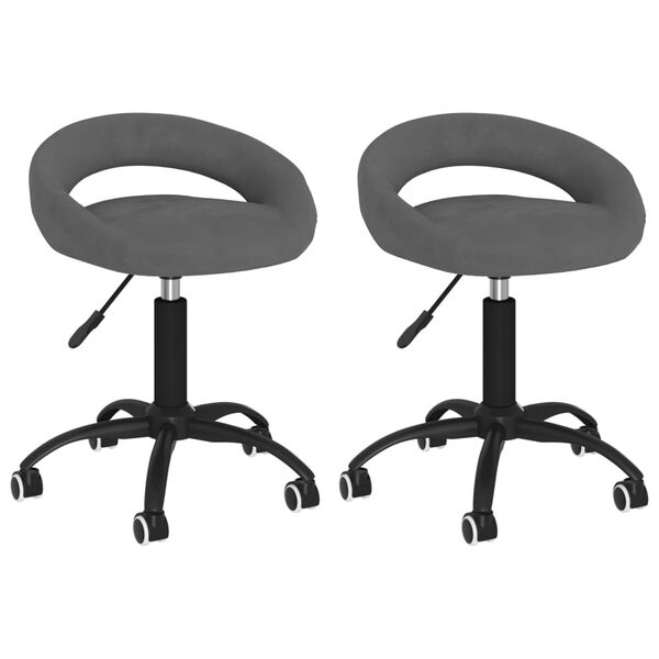 vidaXL Eetkamerstoelen draaibaar 2 st fluweel donkergrijs