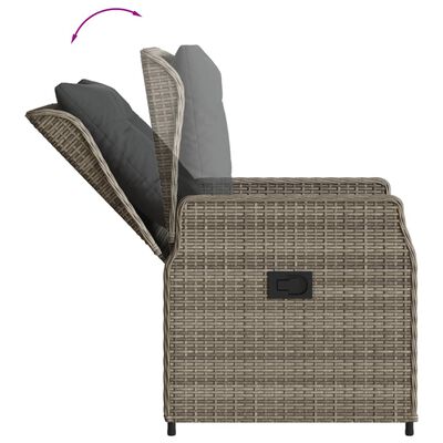 vidaXL 3-delige Bistroset met kussens poly rattan grijs