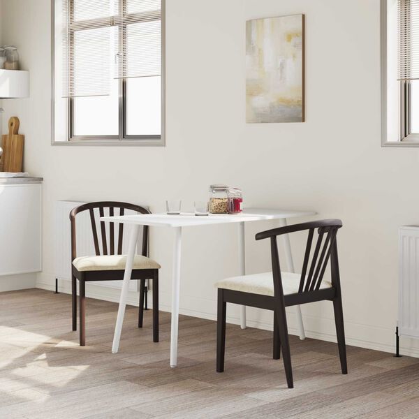 vidaXL Eetkamerstoel 2 pcs Lichtbruin en Licht Massief Rubberhout