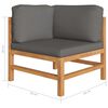 vidaXL 7-delige Loungeset met grijze kussens massief teakhout