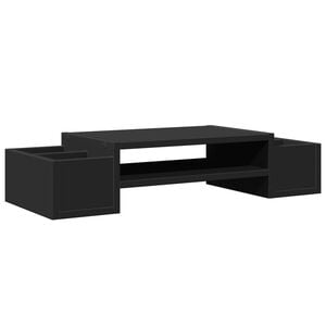 vidaXL Monitorstandaard met opbergruimte 70x27x15 cm hout zwart