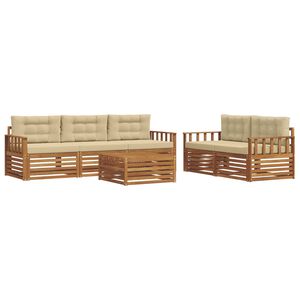 vidaXL Buiten bankenset 6 st Natuurlijk en Beige