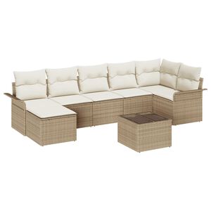 vidaXL Tuin Sofa Set met kussen met opslag 8 pcs Beige Poly riet