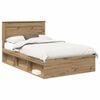 vidaXL Bedframe Ambachtelijk eiken 135 x 190 cm Massief grenenhout
