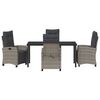 vidaXL Tuin eettafelset met kussen 5 pcs Grijs poly rattan