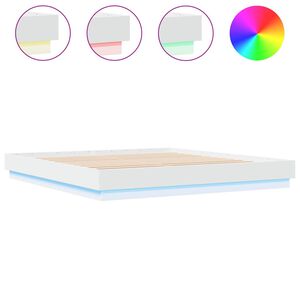 vidaXL Bedframe met LED-verlichting wit 200x200 cm