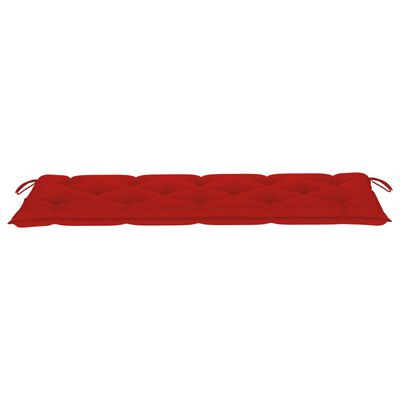 vidaXL Bank Batavia met rood kussen 150 cm massief teakhout