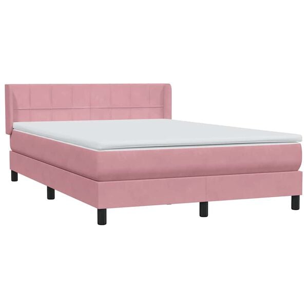 vidaXL Boxspring met matras fluweel roze 140x210 cm