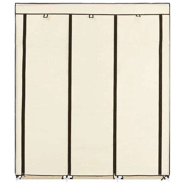 vidaXL Kledingkast met vakken en stangen 150x45x175 cm stof cr&egrave;me
