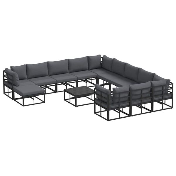 vidaXL Tuin Sofa Set 13 pcs Zwart Aluminium