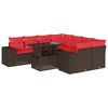 vidaXL 9-delige tuinbankset met kussens, bruin polyrotan