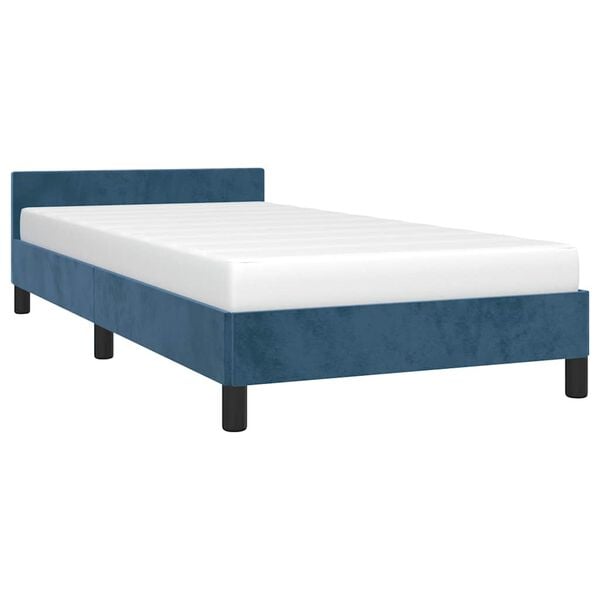 vidaXL Bedframe zonder matras 90x200 cm fluweel donkerblauw