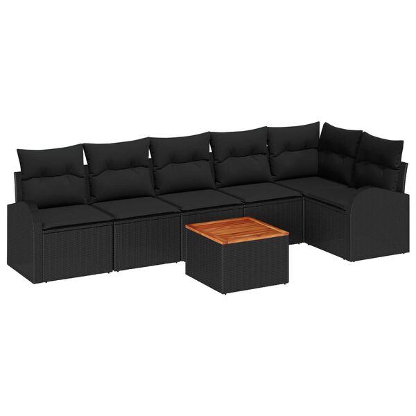 vidaXL Tuin Sofa Set 7 pcs Zwart