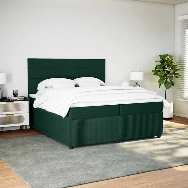 vidaXL Boxspring met matras fluweel donkergroen 200x200 cm