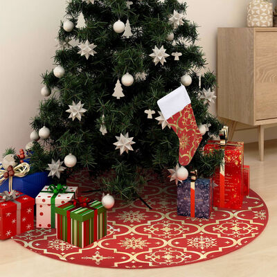 vidaXL Kerstboomrok luxe met sok 90 cm stof rood