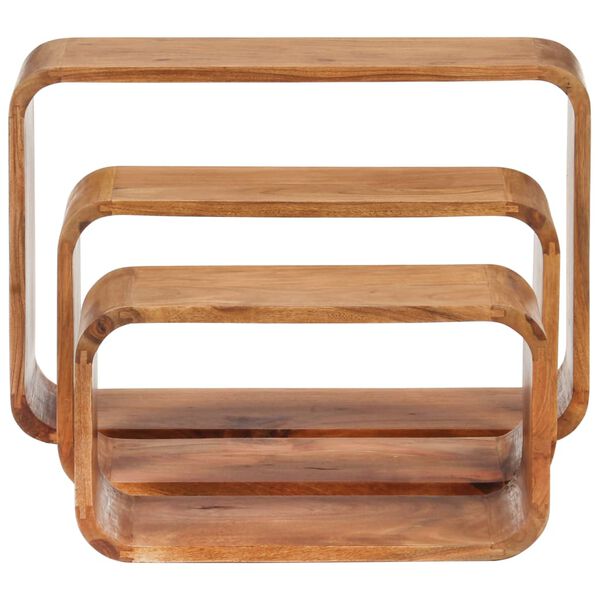 vidaXL 3-delige Bijzettafelset acaciahout met honingafwerking