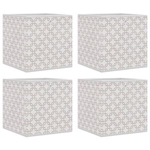 vidaXL Opbergboxen 4 st inklapbaar 32x32x32 cm ongeweven stof cr&egrave;me