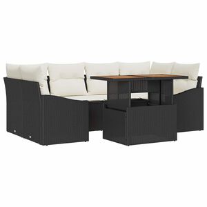 vidaXL Tuinbankenset 7 st Zwart en Cr&egrave;me