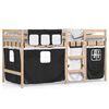 vidaXL Kinderhoogslaper met gordijnen 90x190 cm grenenhout wit zwart