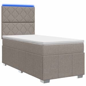 vidaXL LED Boxspring Bed met Matras Taupe 100 x 200 cm Stof