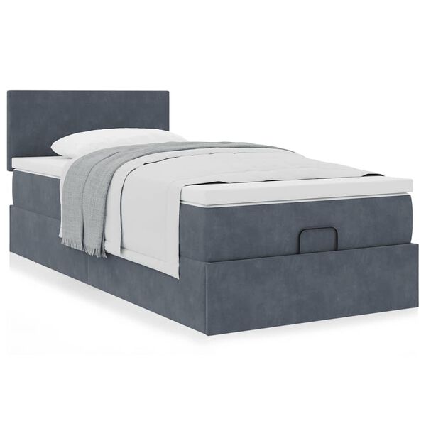 vidaXL Ottoman bed met matras 100x200 cm fluweel donkergrijs