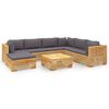 vidaXL 8-delige Loungeset met kussens massief teakhout